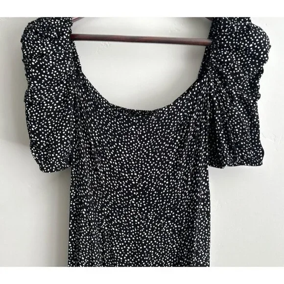 & Other Stories | Dresses | And Other Stories Midi Dress Size 4 Polka Dot  Square Neck Slit Puff Sleeve | Poshmark